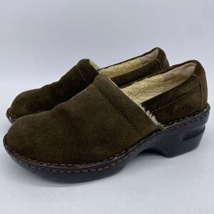 B.O.C. Clogs‎ Shoes Womens 6 MW Dark Brown Suede Leather Fleece Lined Comfort
